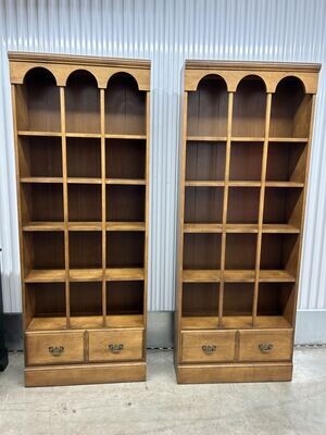 Vintage Maple Bookcase with arch & grid design, EACH #2103