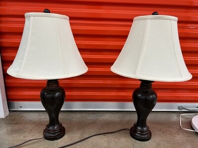 2 matching Table Lamps, dark brown base #2009