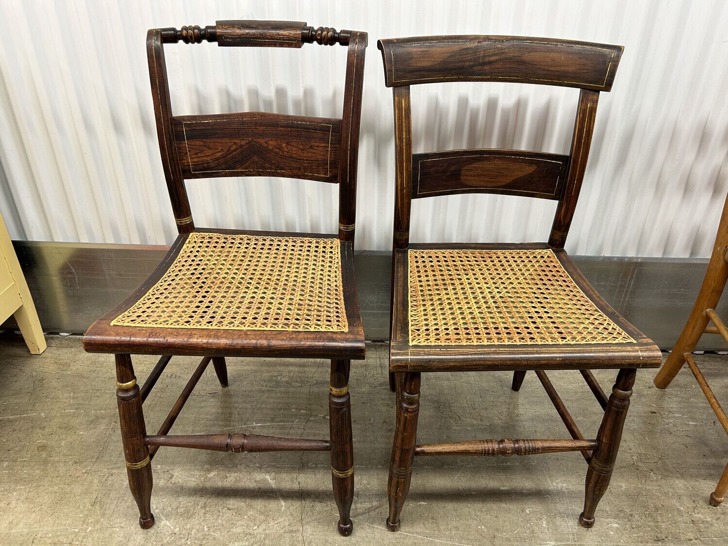 ** Pair of Brown Antique Chairs, caned seats #2125 ** 2 wks. to sell, full price
