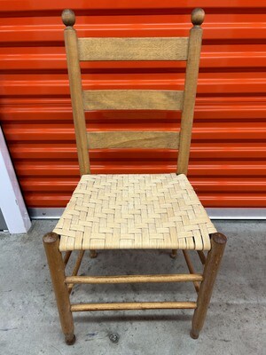 Vintage Ladderback Chair, basket weave seat #2133