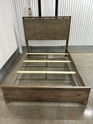 Gray Rustic-look Full-size Bed, minor hardware fix #2324