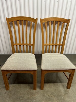 2 Oak Dining Chairs, fan shape back #2133