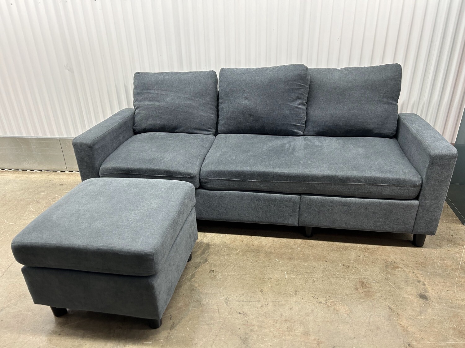 ** Compact Sofa &amp; Ottoman, Slate Blue #2126 ** 2 wks. to sell, full price