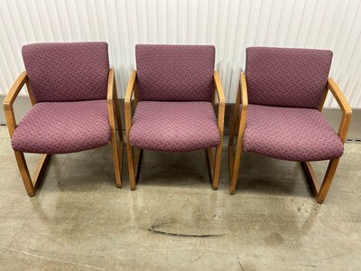 3 Oak frame Waiting Room Chairs #2324