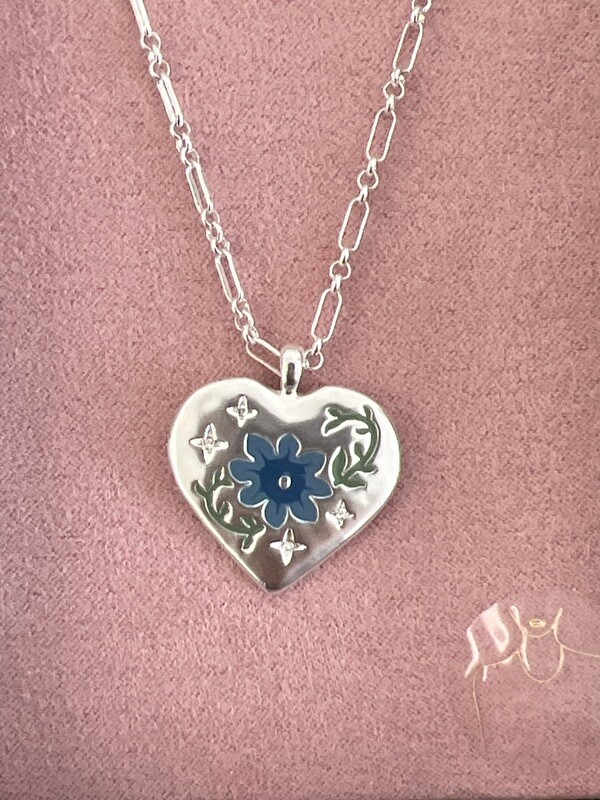 Silver and blue color heart