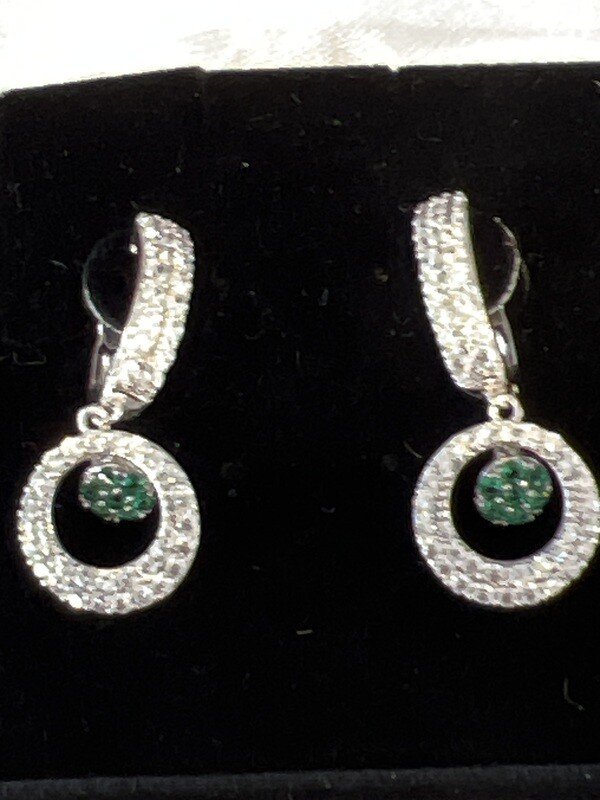 Green and silver earrings