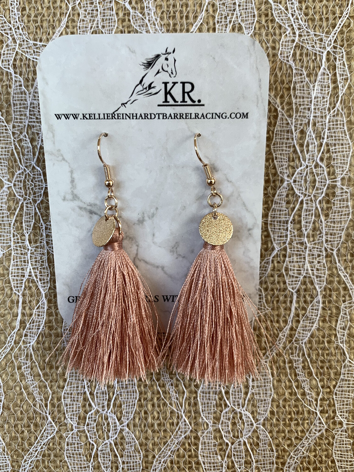 Earrings - Rose Gold Dusky Pink Tassels