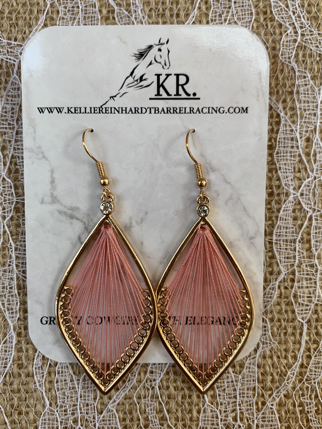 Earrings - Baby Pink Cotton Thread Teardrop