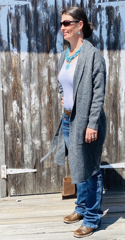Knit Pocket Cardigan - Grey