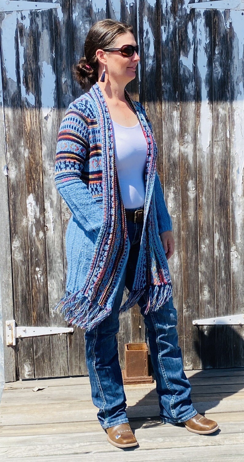 Knit Cardigan - Blue Rainbow