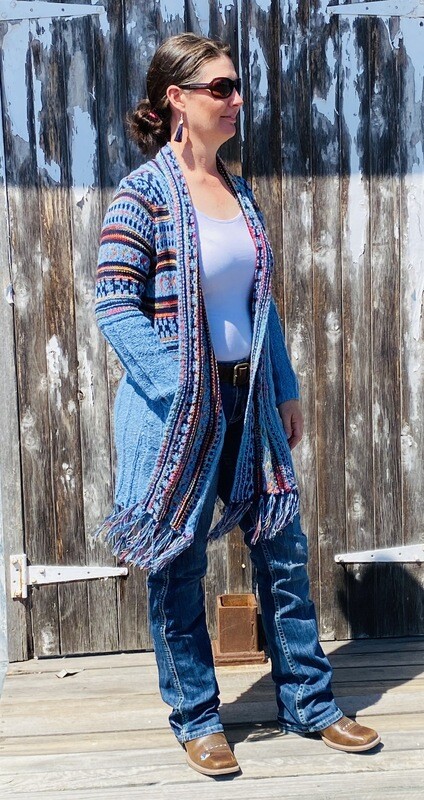 Knit Cardigan - Blue Rainbow