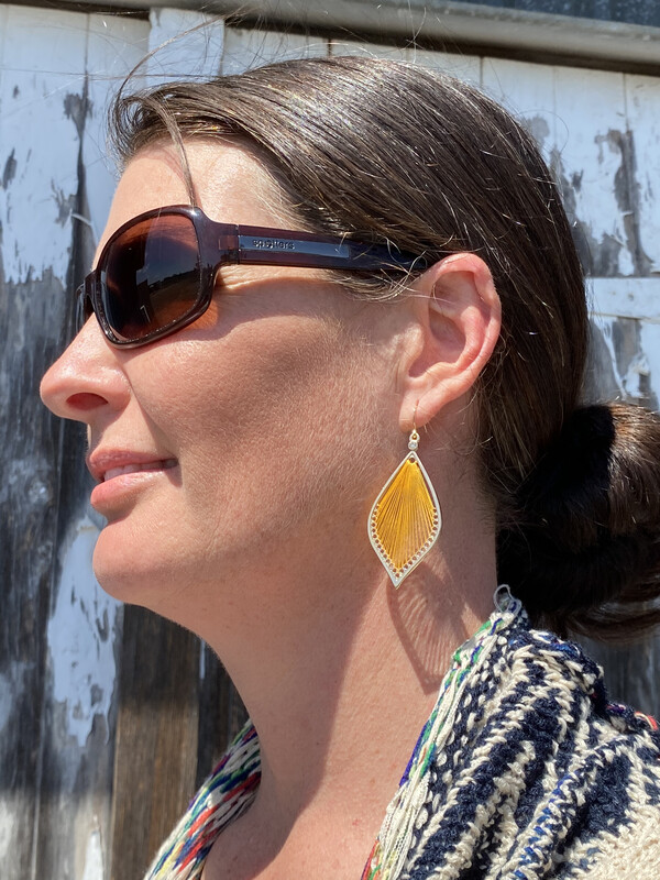 Earrings- Mustard Cotton Thread Teardrops