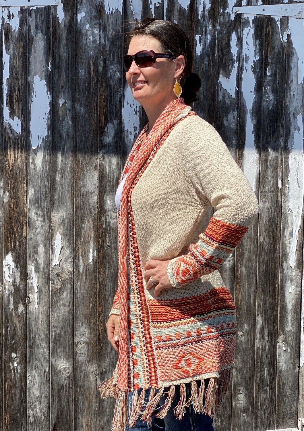 Knit Cardigan - Mandarine/Cream