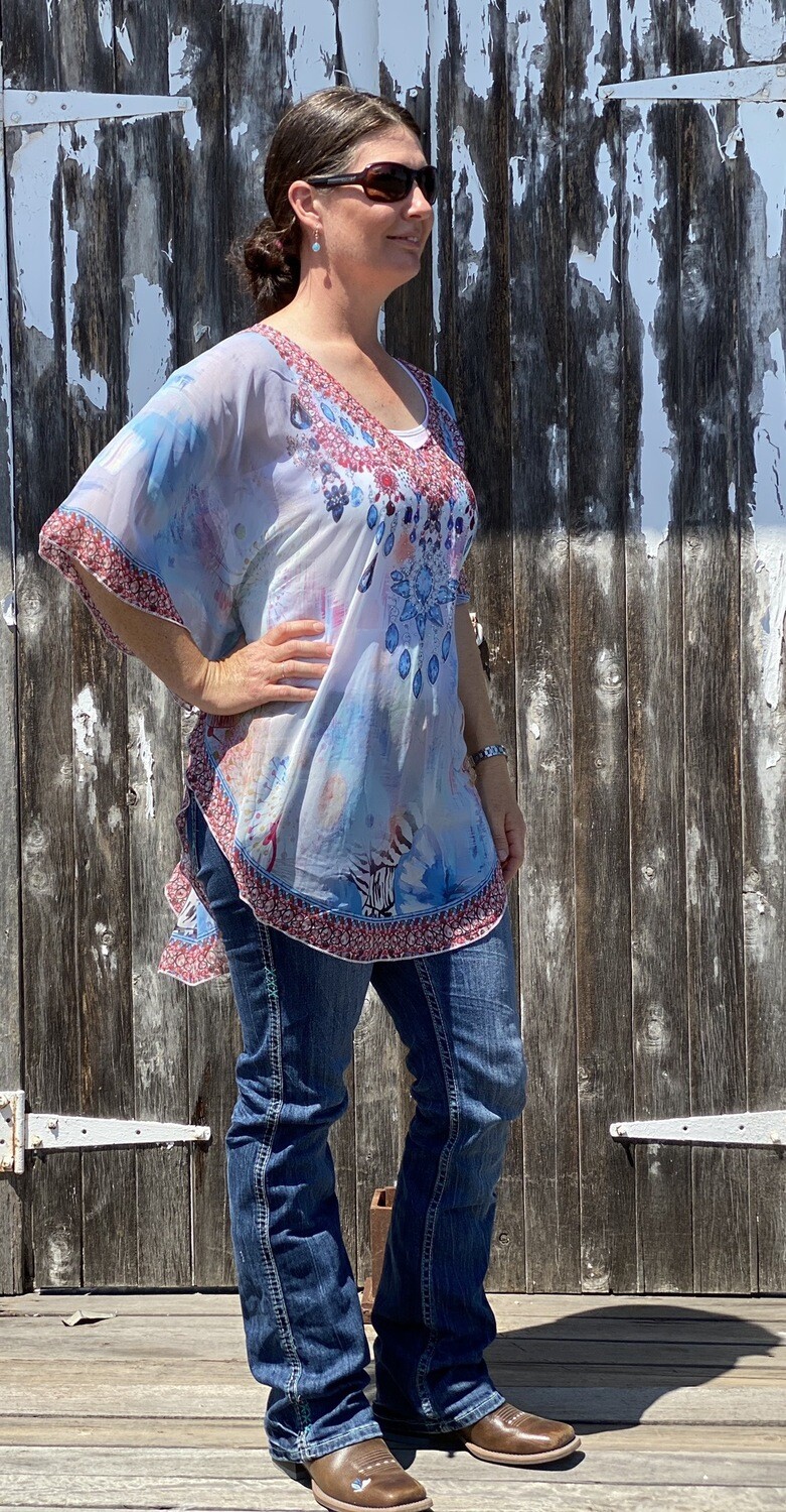 Kaftan - Blush/Blue