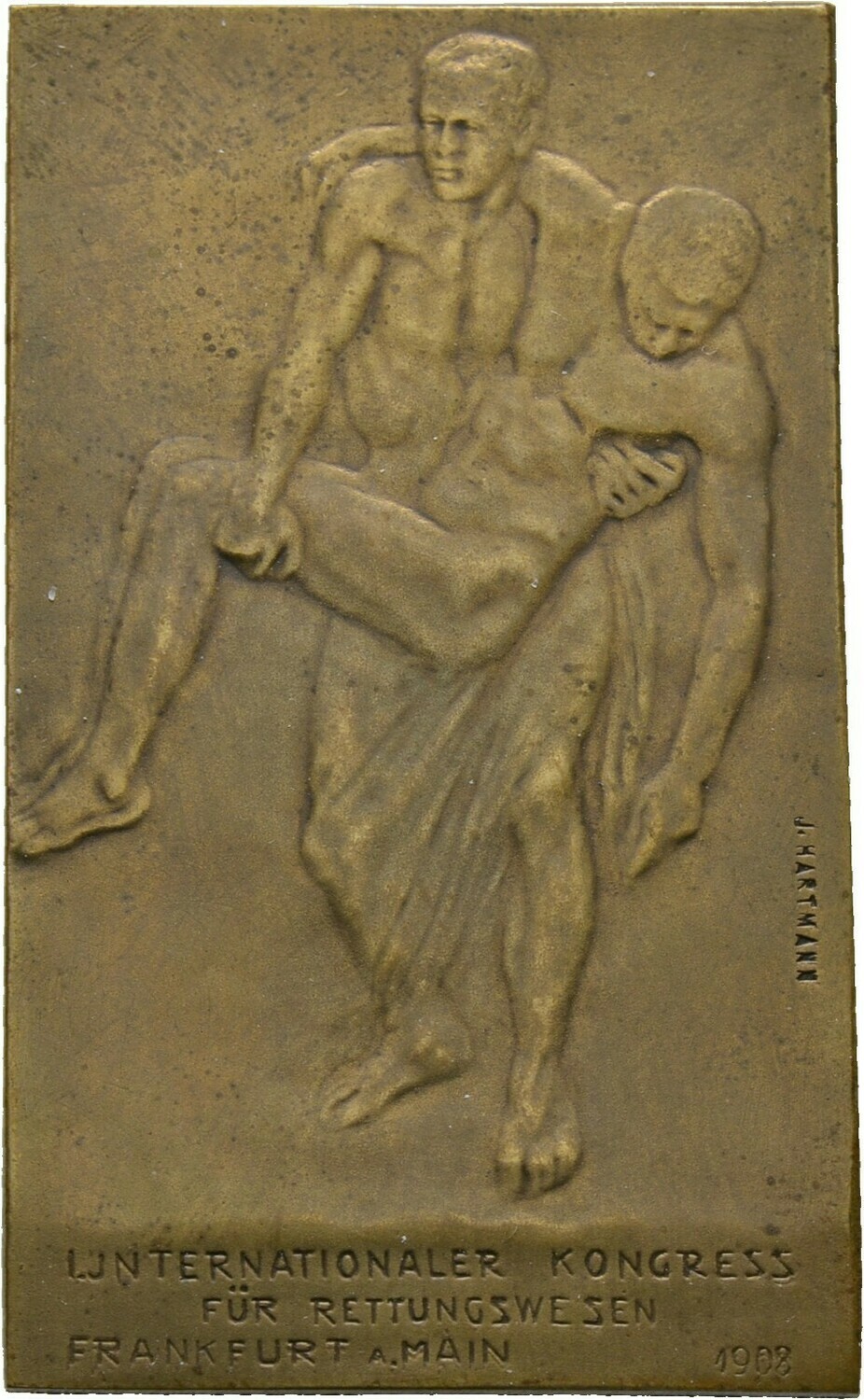 Einseitige Bronzegussmedaille 1908, Frankfurt, Stadt