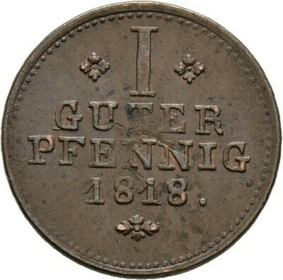Cu-1 Guter Pfennig 1818, Wilhelm I., Hessen-Kassel