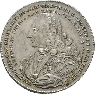 1/2 Konventionstaler 1760, Johann Friedrich II., Hohenlohe-Neuenstein-Öhringen