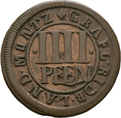 Cu-4 Pfennig 1703, Maximilian Ulrich von Kaunitz, ​Rietberg, Grafschaft​