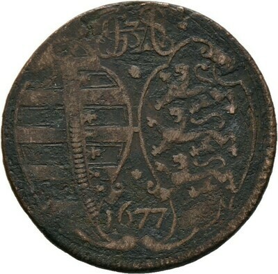 Cu-Rechenpfennig 1677, Johann Georg II., Sachsen-Albertinische Linie​