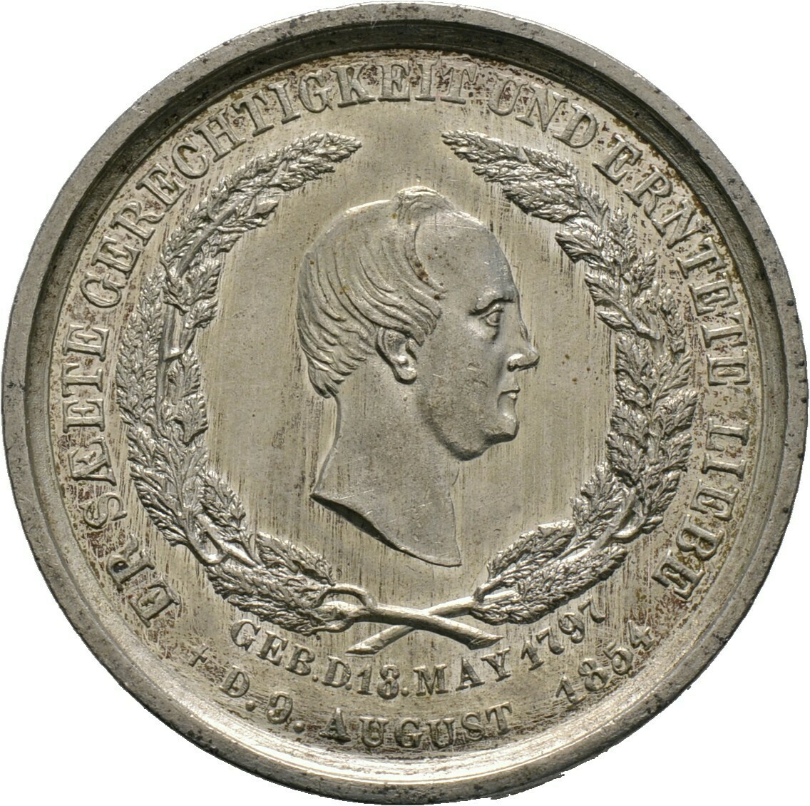 Zinnmedaille 1854, Friedrich August II., Sachsen-Albertinische Linie