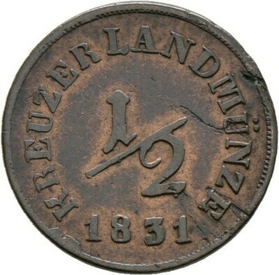 Cu-1/2 Kreuzer 1831, Bernhard Erich Freund, Sachsen-Meiningen