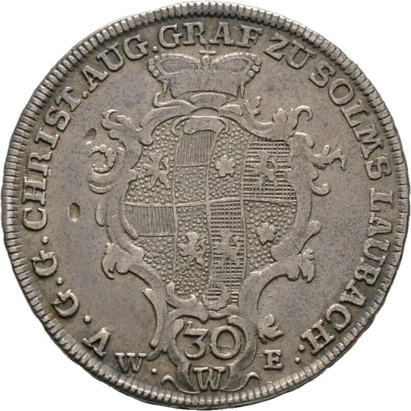 30 Kreuzer (= 1/2 Gulden) 1768, Solms-Laubach