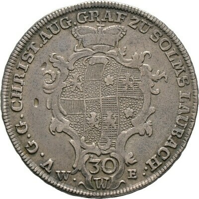 30 Kreuzer (= 1/2 Gulden) 1768, Solms-Laubach