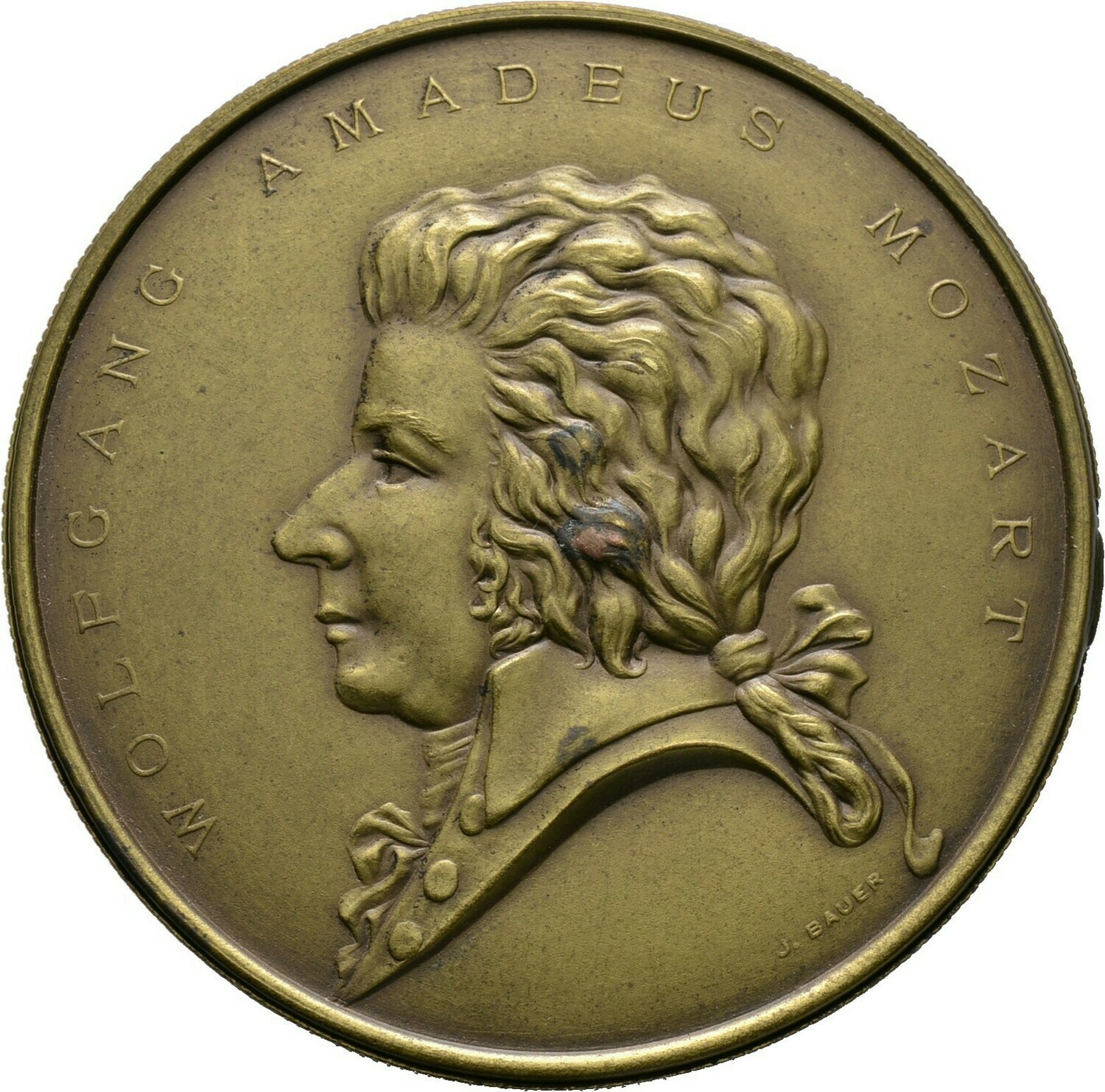 Messing-Steckmedaille o.J., Wolfgang Amadeus Mozart, Salzburg, Stadt