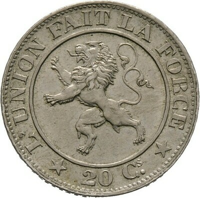 20 Centimes 1860, Leopold I., Belgien, Königreich