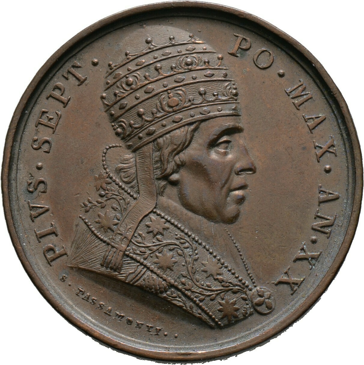 Bronzemedaille AN XX (1819/20), Pius VII., Italien-Kirchenstaat (Vatikan)