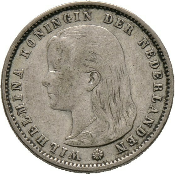 25 Cents 1893, Wilhelmina, Niederlande, Königreich