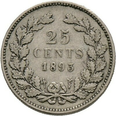 25 Cents 1893, Wilhelmina, Niederlande, Königreich
