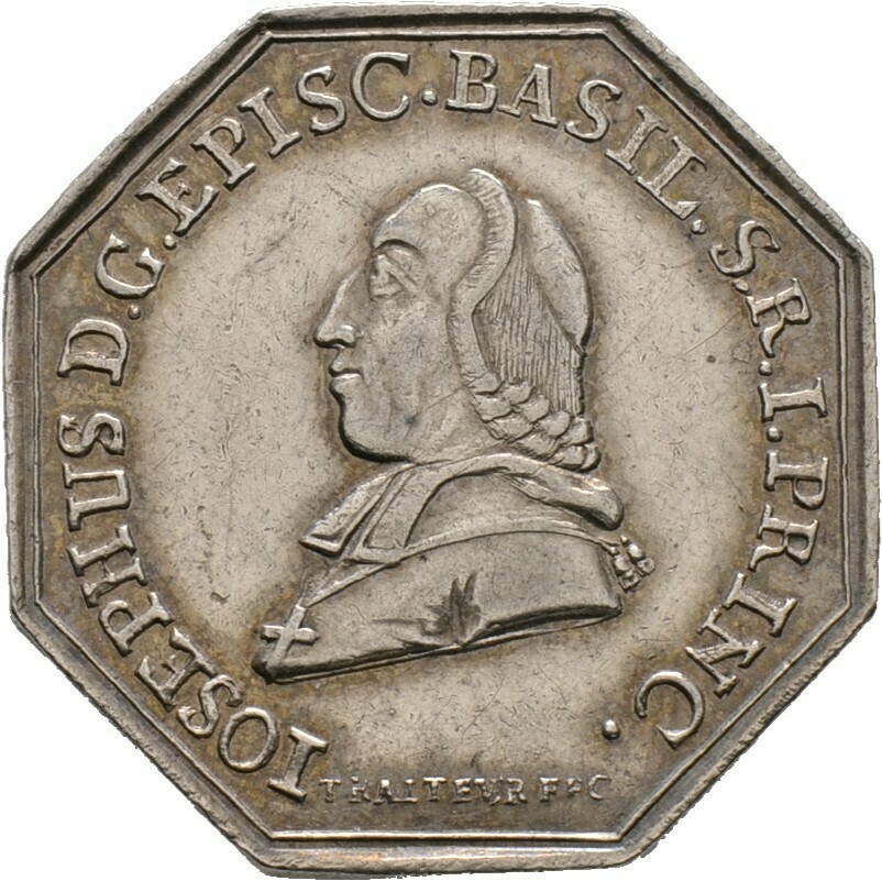 Oktogonale Silbermedaille 1788, Joseph Sigismund von Roggenbach, Schweiz-Basel, Bistum