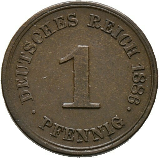 1 Pfennig 1886 G, Kleinmünzen, Deutsche Münzen ab 1871​
