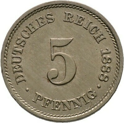 5 Pfennig 1888 A, Kleinmünzen, Deutsche Münzen ab 1871​