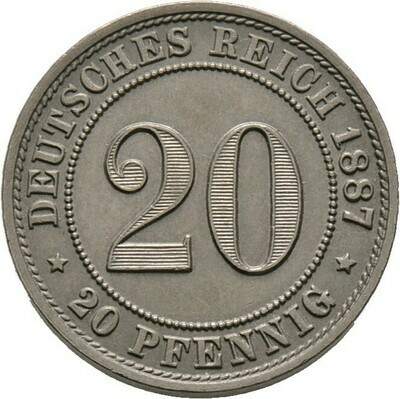 20 Pfennig 1887 A, Kleinmünzen, Deutsche Münzen ab 1871​