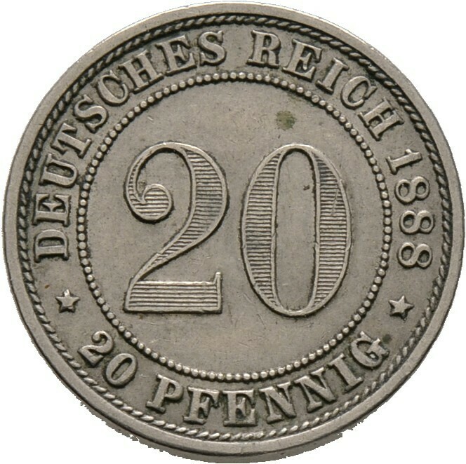 20 Pfennig 1888 E, Kleinmünzen, Deutsche Münzen ab 1871​