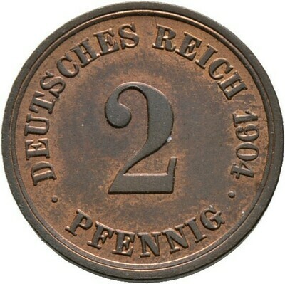 2 Pfennig 1904 F, Kleinmünzen, Deutsche Münzen ab 1871​