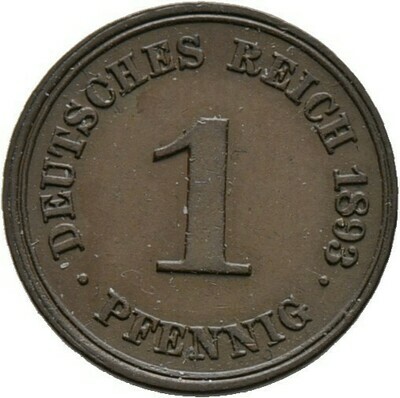 1 Pfennig 1893 F, Kleinmünzen, Deutsche Münzen ab 1871​