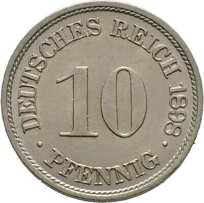 10 Pfennig 1898 F, Kleinmünzen, Deutsche Münzen ab 1871​