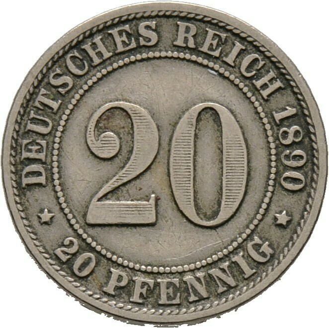 20 Pfennig 1890 D, Kleinmünzen, Deutsche Münzen ab 1871​