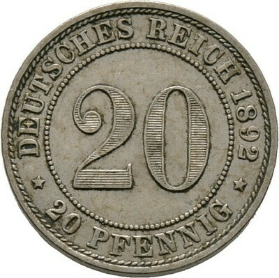 20 Pfennig 1892 A, Kleinmünzen, Deutsche Münzen ab 1871​