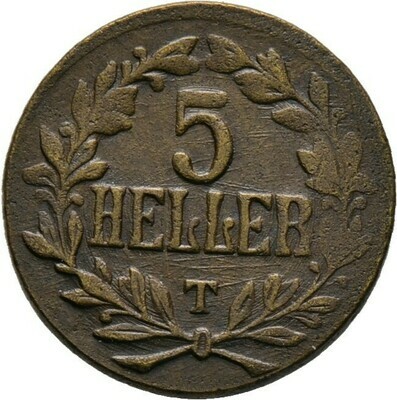 5 Heller 1916, Messing-Notmünze, Deutsch-Ostafrika