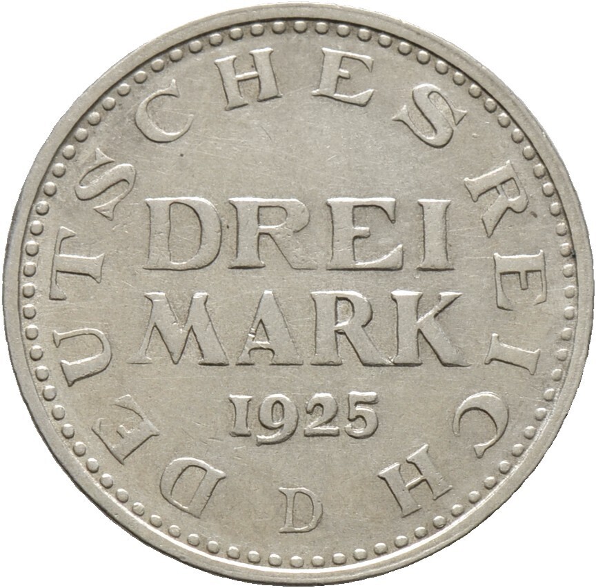 3 Mark 1925 D, ​Weimarer Republik