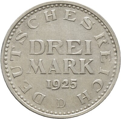 3 Mark 1925 D, ​Weimarer Republik