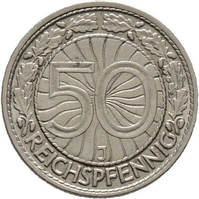 50 Reichspfennig 1933 J, Weimarer Republik
