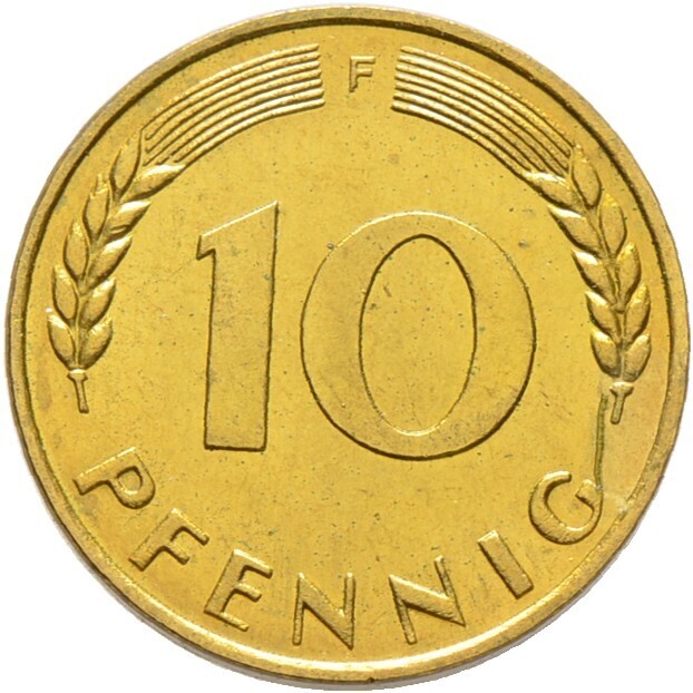 10 Pfennig 1949 F, ​Bank Deutscher Länder
