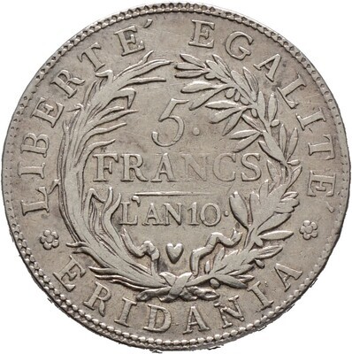 5 Francs L'AN 10, Italien-Subalpine Republik (Piemont)