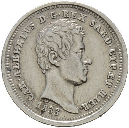 25 Centesimi 1833, Carlo Alberto, Sardinien