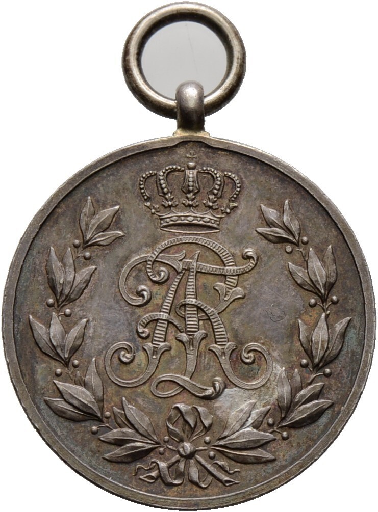 ​Tragbare Silbermedaille, sogen. Friedrich-August-Medaille o.J., Friedrich August III., Sachsen-Albertinische Linie